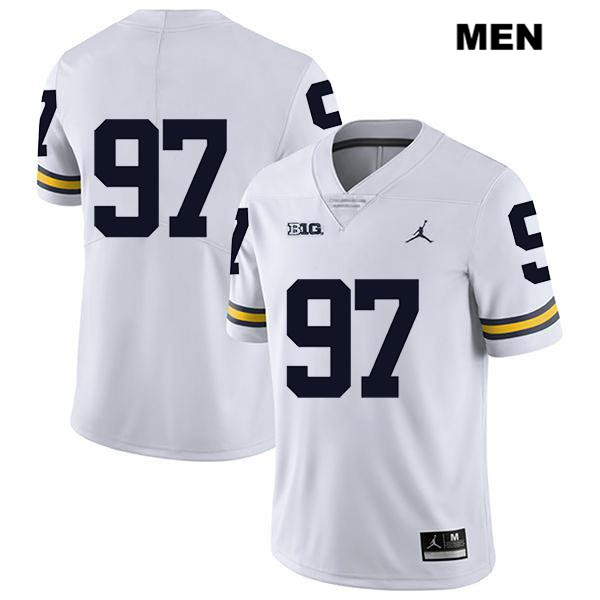 Men's NCAA Michigan Wolverines Aidan Hutchinson #97 No Name White Jordan Brand Authentic Stitched Legend Football College Jersey IF25B60KX